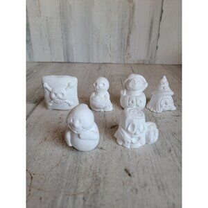 Ceramic‎ Halloween miniature paint statue tombstone ghost set vintage
